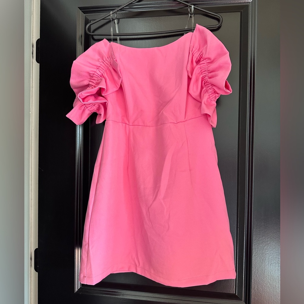 Pink off the shoulder dress